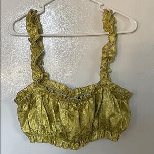 PrettyLittleThing Metallic Gold Green Top US‎ 12